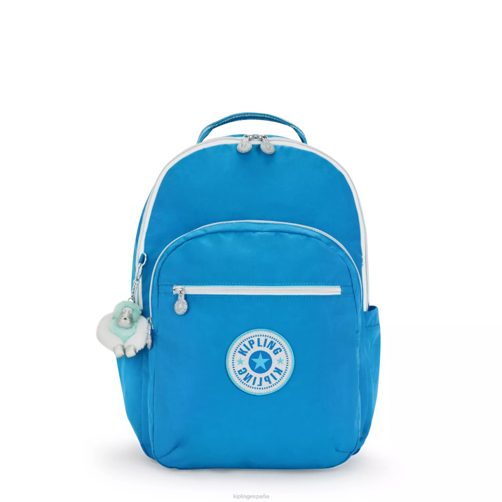 mochila grande para portátil de 15" de seúl Kipling ansiosa diversión azul mujer 884V444 mochilas para portátiles