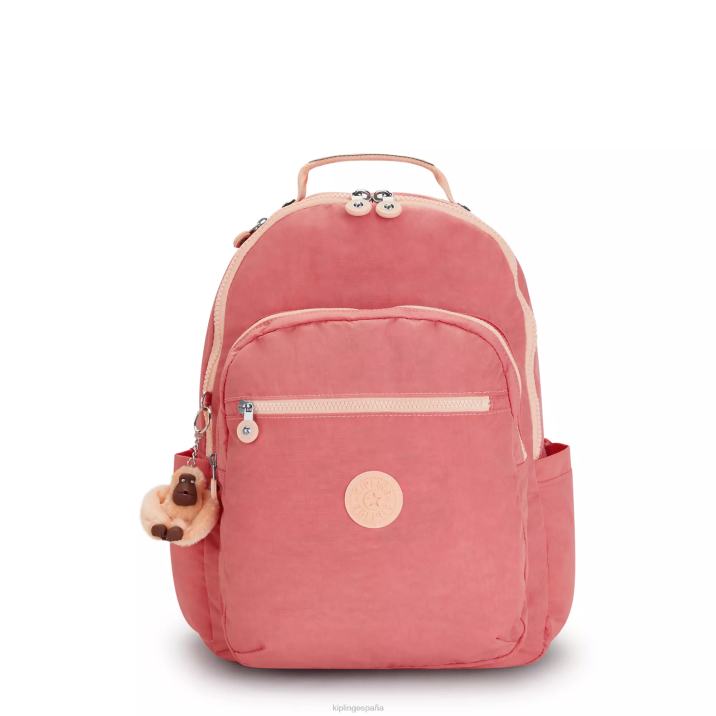 mochila grande para portátil de 15" de seúl Kipling rosa alegre mujer 884V433 mochilas para portátiles