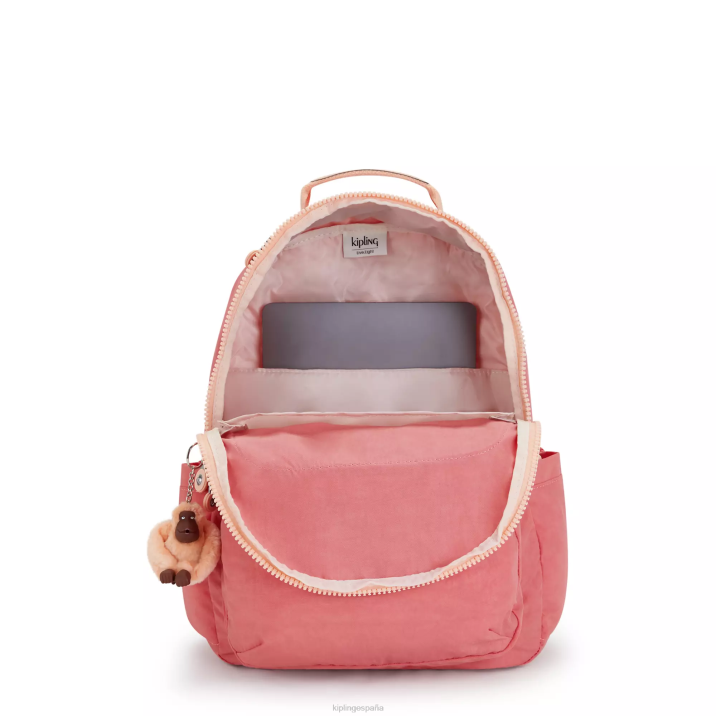 mochila grande para portátil de 15\" de seúl Kipling rosa alegre mujer 884V433 mochilas para portátiles