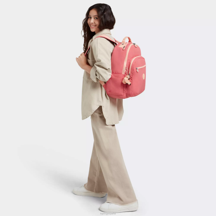 mochila grande para portátil de 15\" de seúl Kipling rosa alegre mujer 884V433 mochilas para portátiles