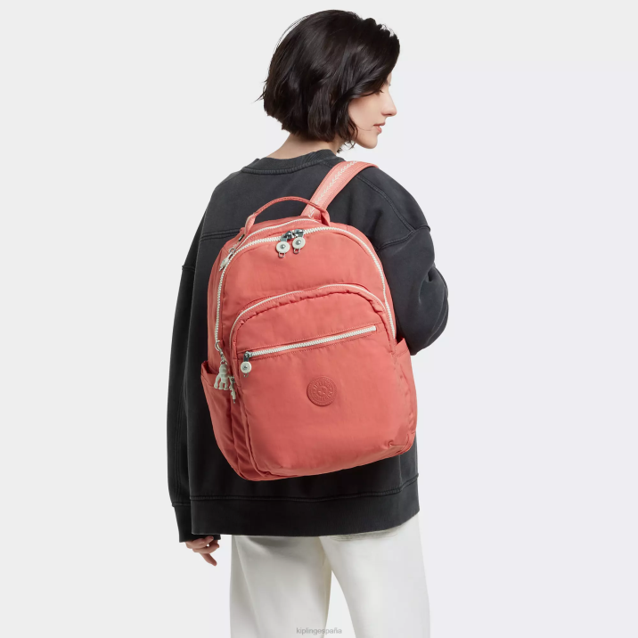 mochila grande para portátil de 15\" de seúl Kipling rosa de la vendimia mujer 884V475 mochilas para portátiles