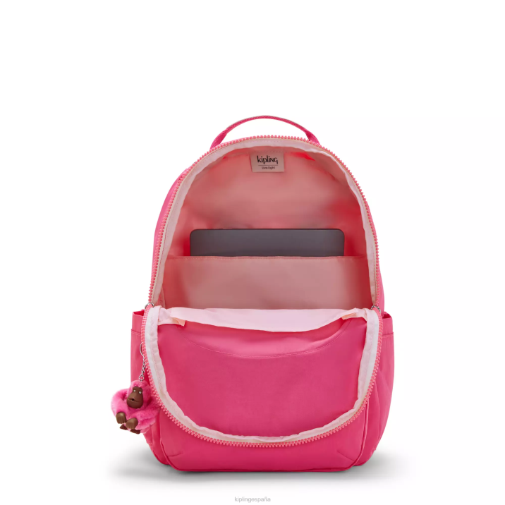 mochila grande para portátil de 15\" de seúl Kipling rosa fresca mujer 884V428 mochilas para portátiles