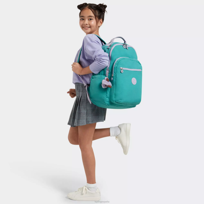 mochila grande para portátil de 15\" de seúl Kipling surfista verde mujer 884V429 mochilas para portátiles