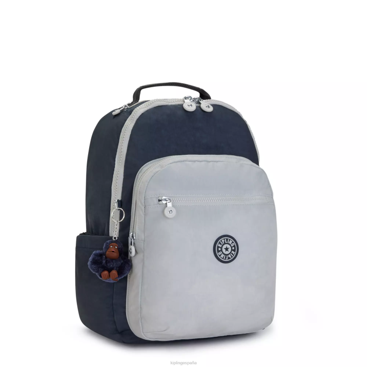 mochila grande para portátil de 15\" de seúl Kipling verdadero azul gris mujer 884V430 mochilas para portátiles