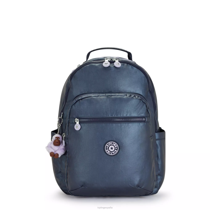 mochila para portátil de 15" metalizada grande seoul Kipling almirante azul mujer 884V460 mochilas para portátiles