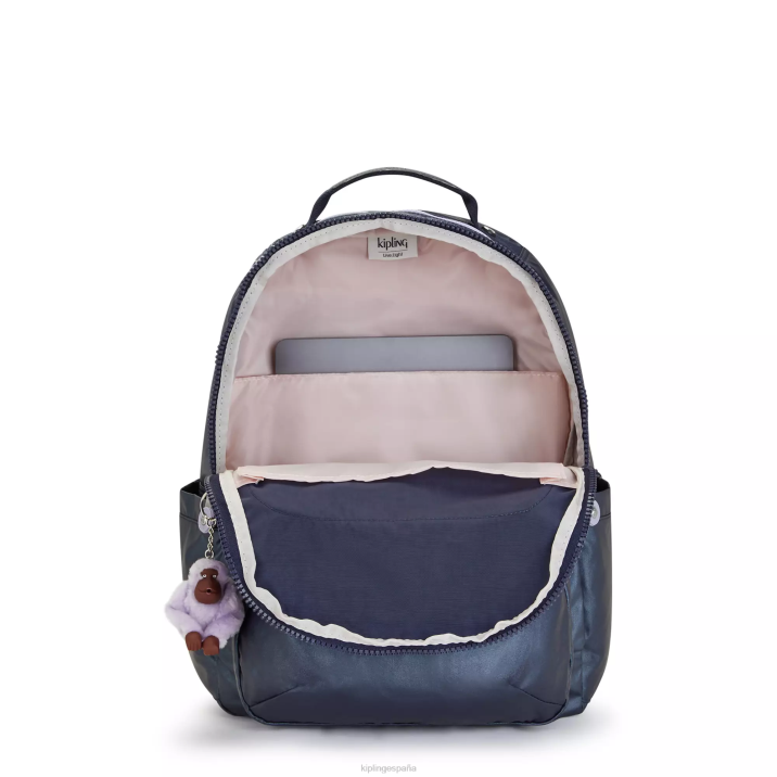mochila para portátil de 15\" metalizada grande seoul Kipling almirante azul mujer 884V460 mochilas para portátiles