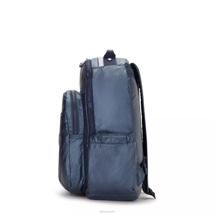 mochila para portátil de 15\" metalizada grande seoul Kipling almirante azul mujer 884V460 mochilas para portátiles