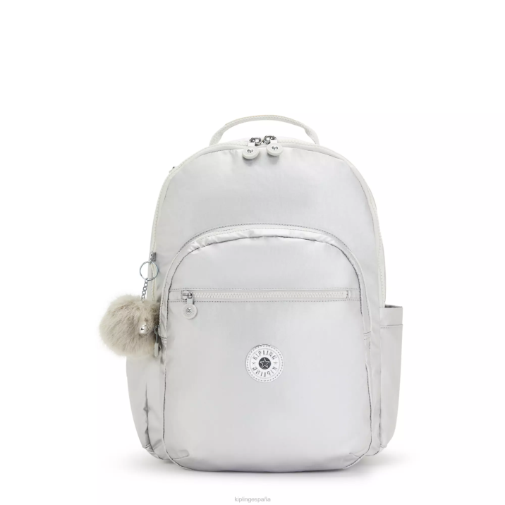mochila para portátil de 15" metalizada grande seoul Kipling caramelo metálico mujer 884V458 mochilas para portátiles