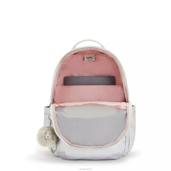 mochila para portátil de 15\" metalizada grande seoul Kipling caramelo metálico mujer 884V458 mochilas para portátiles