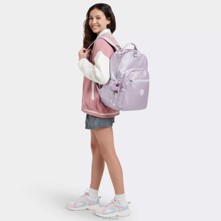 mochila para portátil de 15\" metalizada grande seoul Kipling orquídea metálica mujer 884V502 mochilas para portátiles