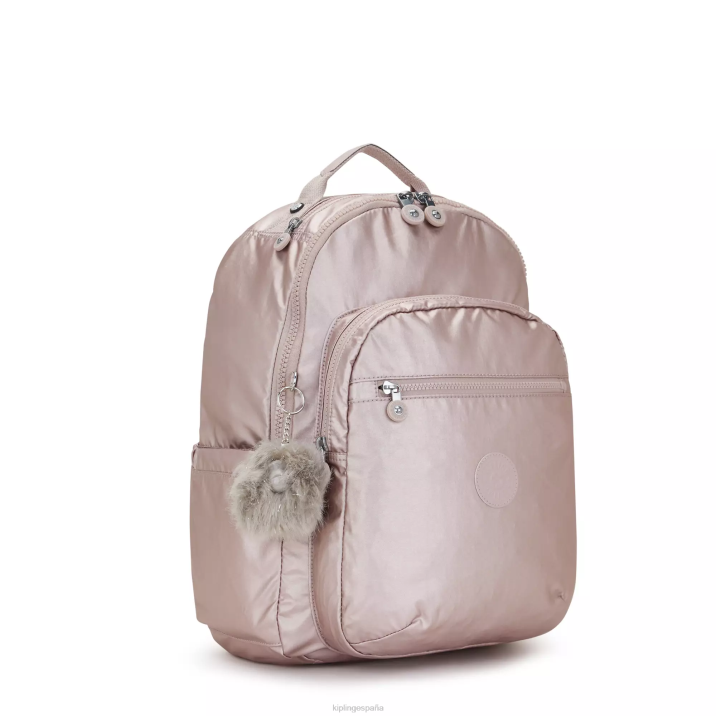 mochila para portátil de 15\" metalizada grande seoul Kipling rosa metalica mujer 884V461 mochilas para portátiles