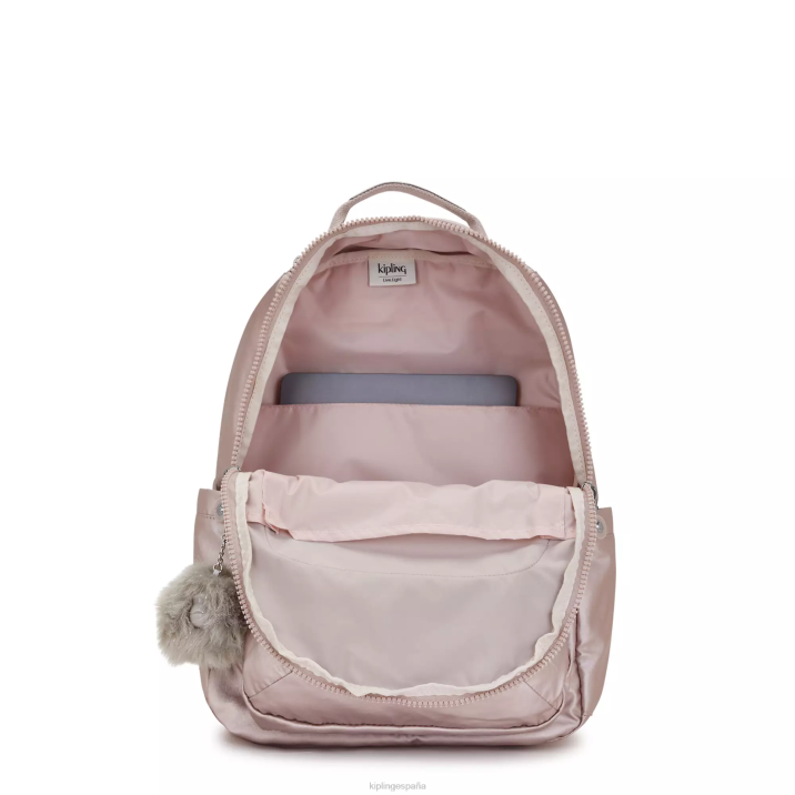 mochila para portátil de 15\" metalizada grande seoul Kipling rosa metalica mujer 884V461 mochilas para portátiles