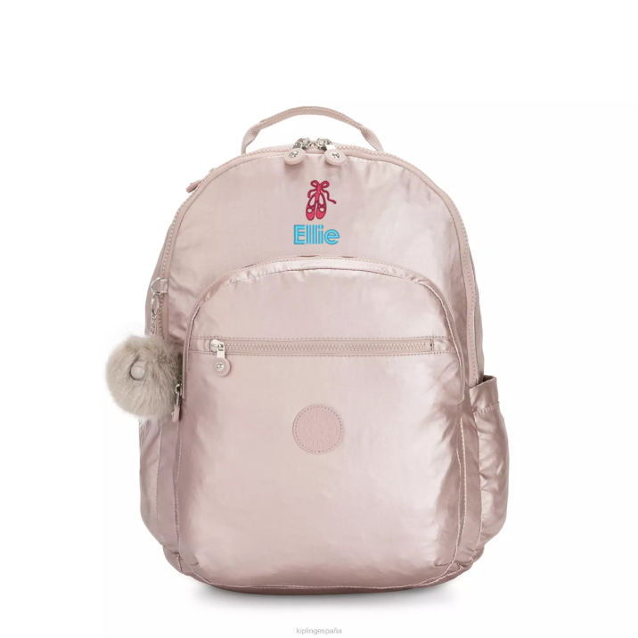 mochila para portátil de 15\" metalizada grande seoul Kipling rosa metalica mujer 884V461 mochilas para portátiles