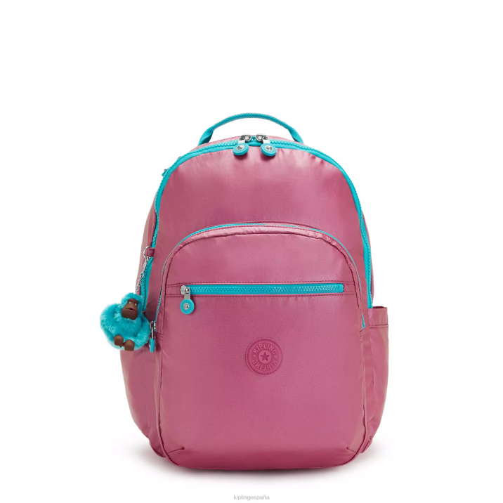 mochila para portátil de 15" metalizada grande seoul Kipling rosa metalizado fresco mujer 884V459 mochilas para portátiles
