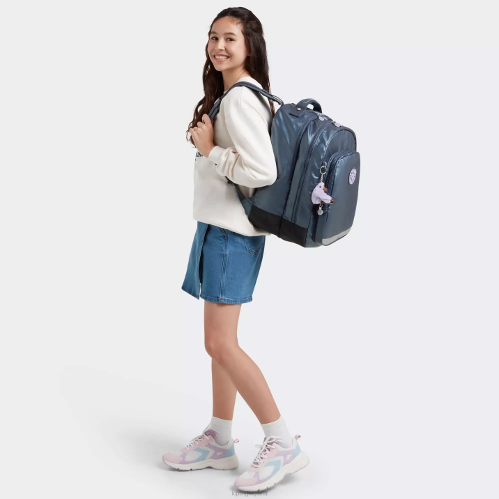mochila para portátil de 17\" Classroom metalizada Kipling almirante azul mujer 884V477 mochilas para portátiles