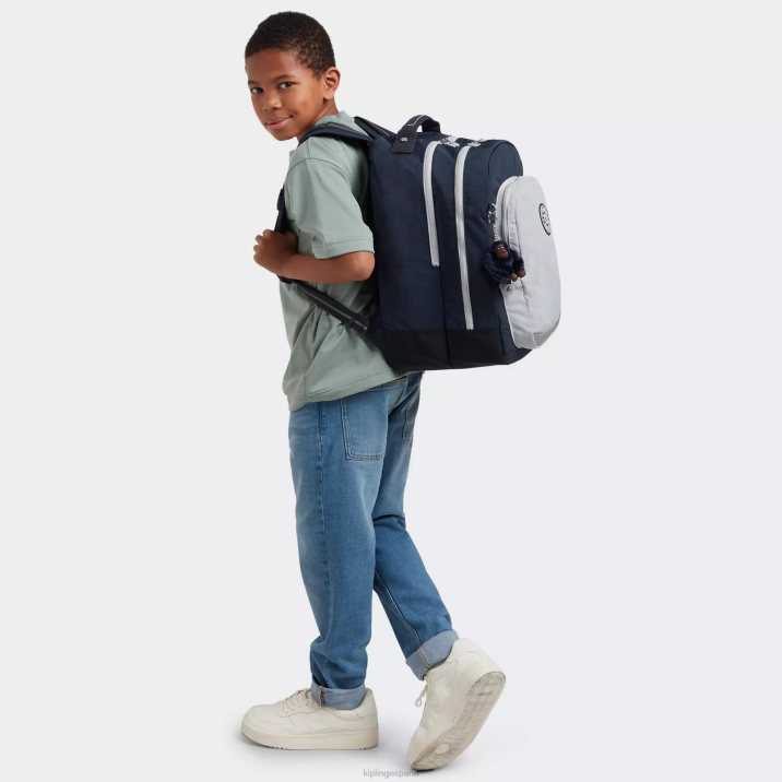 mochila para portátil de 17\" para sala de clases Kipling verdadero azul gris mujer 884V435 mochilas para portátiles