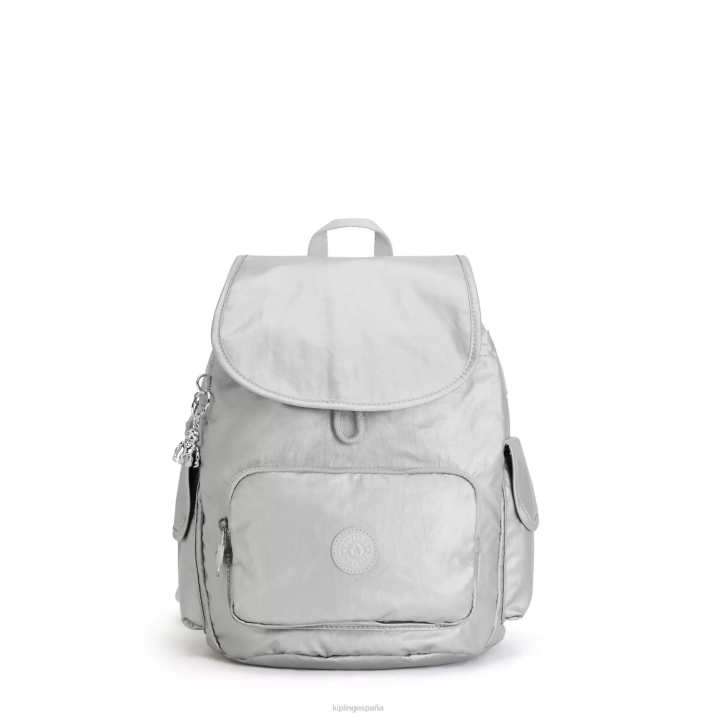 mochila city pack metalizada pequeña Kipling metálico brillante mujer 884V380 mochilas pequeñas