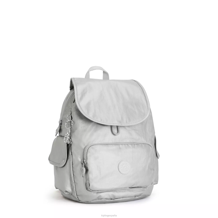 mochila city pack metalizada pequeña Kipling metálico brillante mujer 884V380 mochilas pequeñas