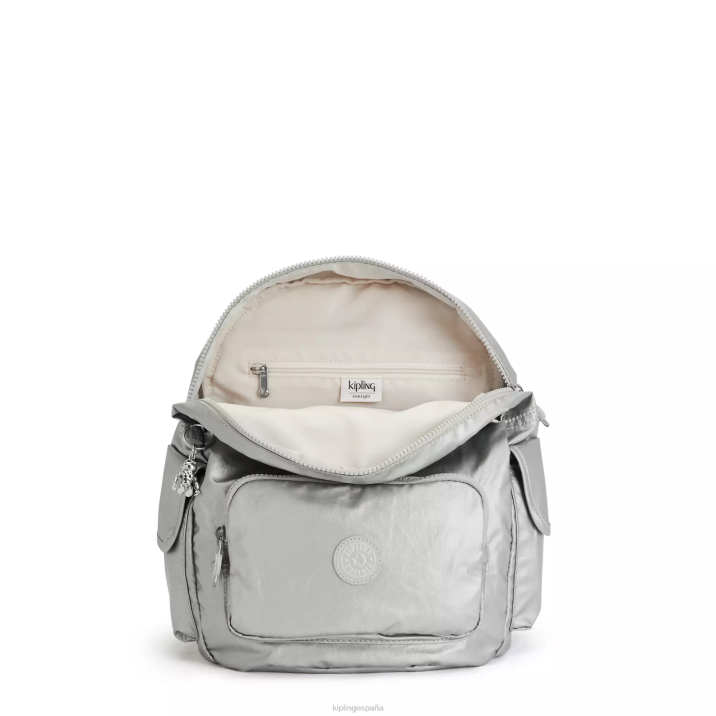 mochila city pack metalizada pequeña Kipling metálico brillante mujer 884V380 mochilas pequeñas