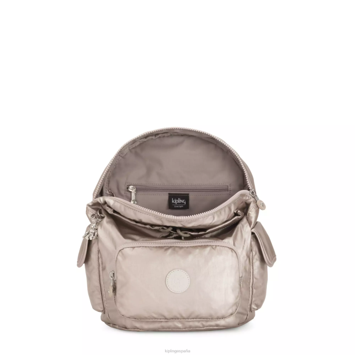 mochila city pack metalizada pequeña Kipling resplandor metalico mujer 884V381 mochilas pequeñas