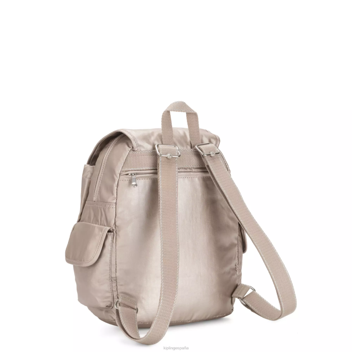 mochila city pack metalizada pequeña Kipling resplandor metalico mujer 884V381 mochilas pequeñas
