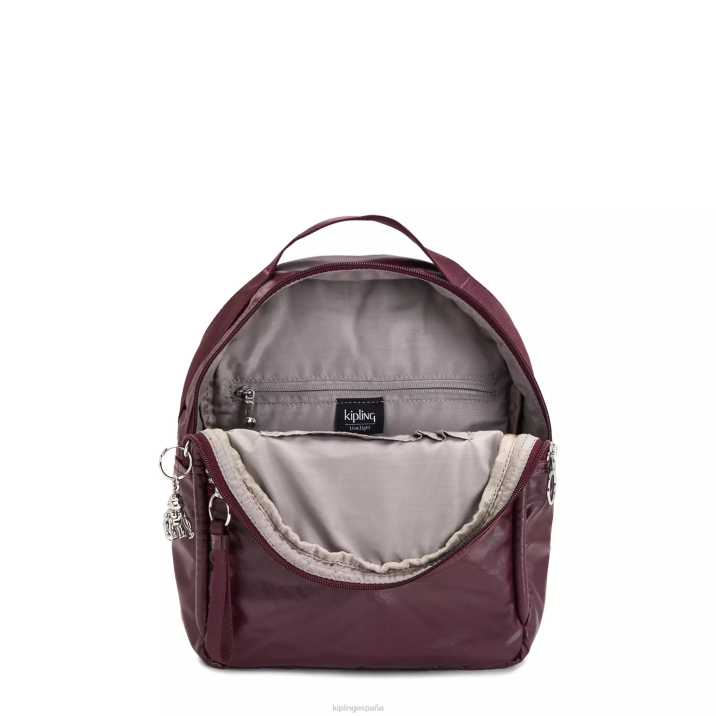 mochila kae metalizada Kipling laca burdeos metalizada mujer 884V386 mochilas pequeñas