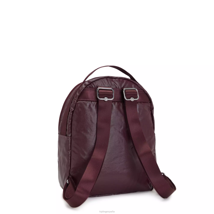 mochila kae metalizada Kipling laca burdeos metalizada mujer 884V386 mochilas pequeñas
