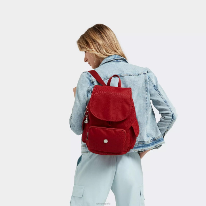 mochila pequeña city pack Kipling firma roja mujer 884V357 mochilas pequeñas