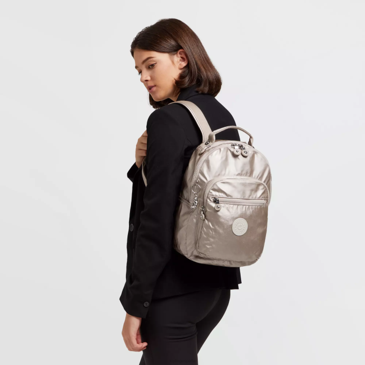mochila pequeña con tablet metalizada seoul Kipling resplandor metalico mujer 884V418 mochilas pequeñas